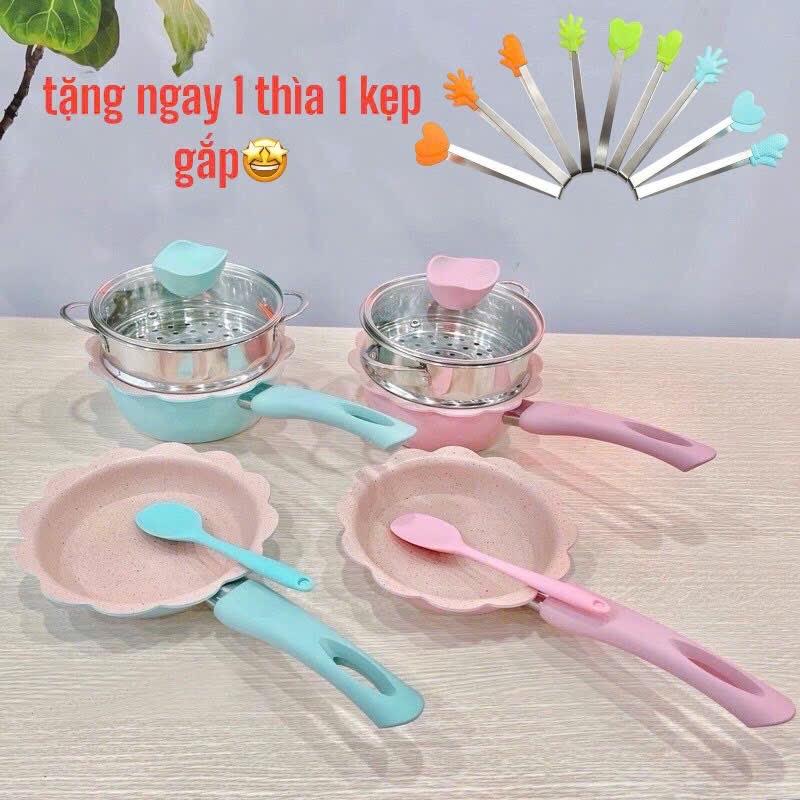 [ NỒI+CHẢO+LỒNG HẤP] Bộ nồi chảo chiên, hấp, xào, rán... cho bé