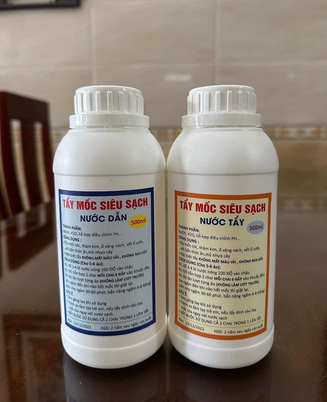 Tẩy Mốc Siêu Sạch, Tẩy Mốc Quần Áo, Tẩy Thâm Kim Quần Áo, Chất Lỏng Làm Sạch Cặp 500ml