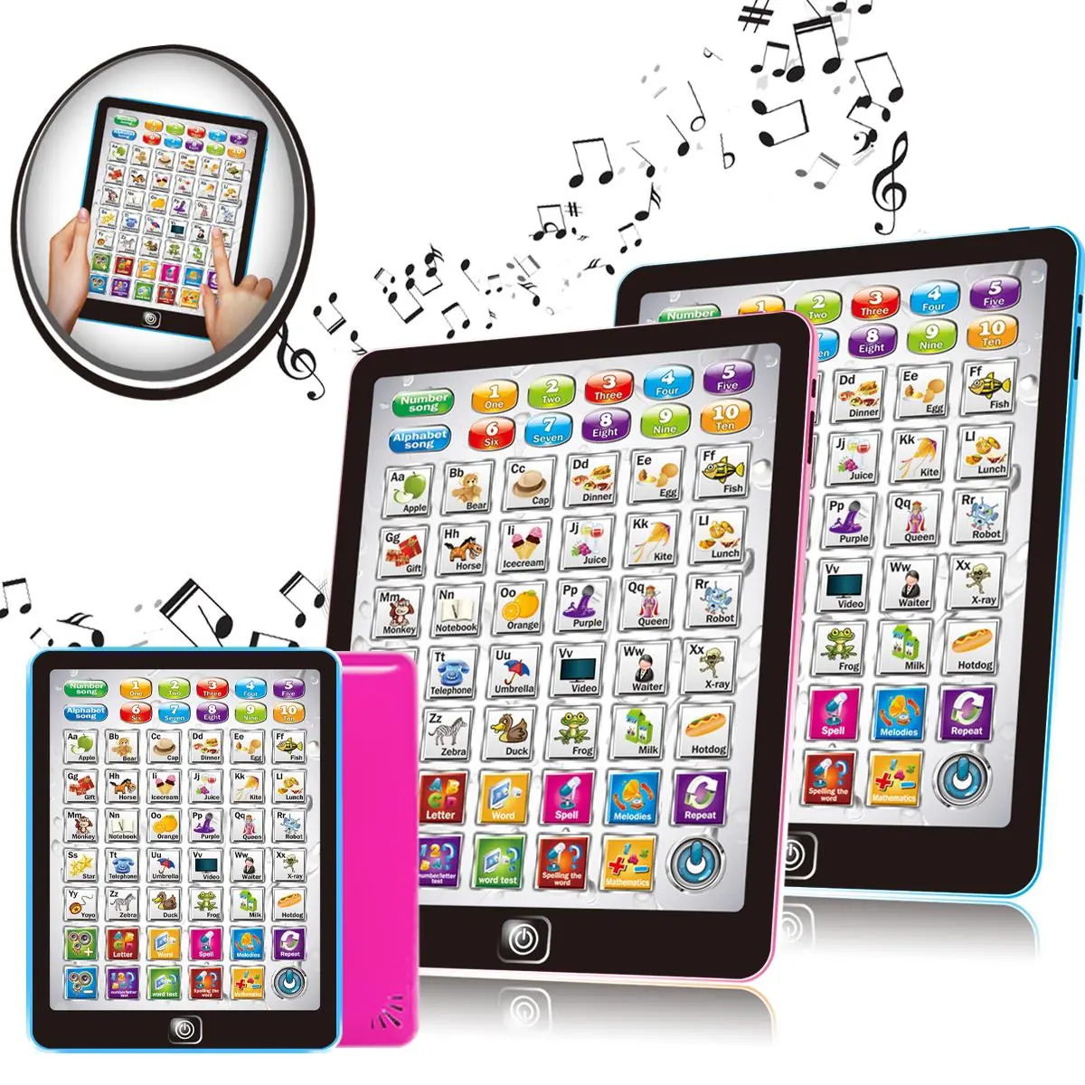 Arabic & English Learning Tablet, 1 Set Multifunctional Educational Toy, Letter & Number Spelling, Addition & Subtraction Math Problems & Song Teaching, No Battery