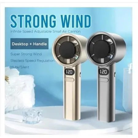 RNG KIPAS ANGIN PORTABLE Mini 120 Gear Wind Digital Display Handheld Fan High Speed Rechargeable Laptop Led