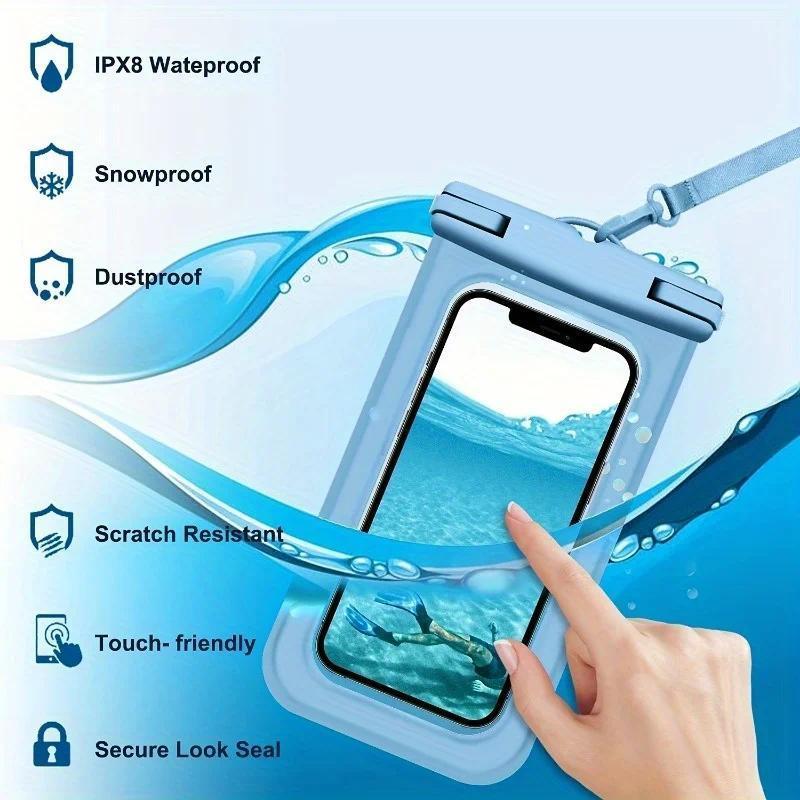 Waterproof Phone Bag, 1 Count Universal Large Capacity Phone Case with Lanyard, Swimming Phone Bag, Phone Accessories for Swimming, Beach, Pool, Unique Phone Cases 4