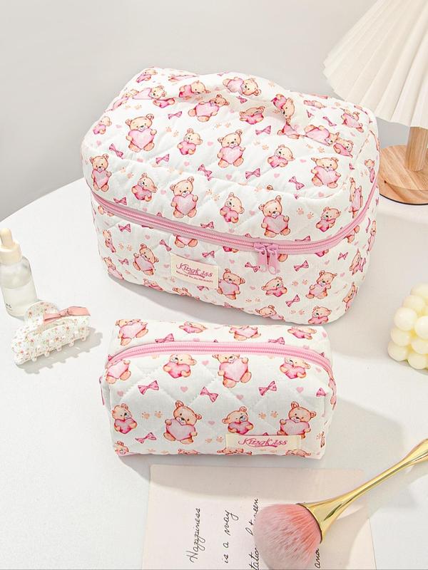 Cute Bear Pattern Makeup Bag Set, Large Travel Makeup Bag, Cosmetic Bag, Toiletry Bag for Women & Girls 4