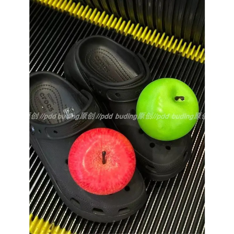 Phụ Kiện Clogs Thông Gió Công Viên Trái Cây, Mô Phỏng Táo Và Dưa Hấu, Ba Chiều, Khóa Trang Trí Có Thể Tháo Rời Thời Trang Dễ Thương Và Ngọt Ngào 4