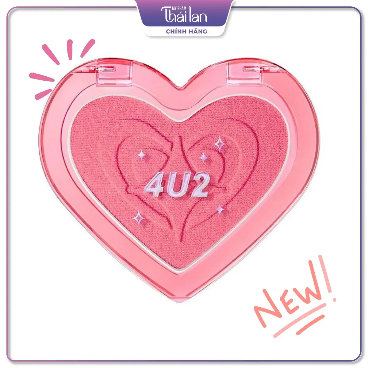 Phấn Má Hồng 4u2 Heart Blush, Tự Nhiên, Xinh Yêu, Phù Hợp Với Nhiều Phong Cách.