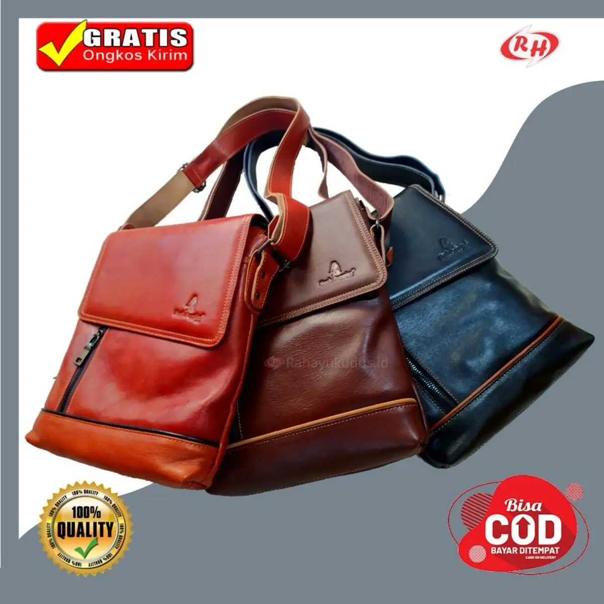 Tas Slempang Pria Kulit Sapi Natural 302 selempang