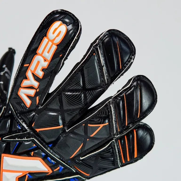 AYRES GLOVES SERIES-02 SARUNG TANGAN KIPER SEPAKBOLA ORIGINAL BLACK ORANGE 2