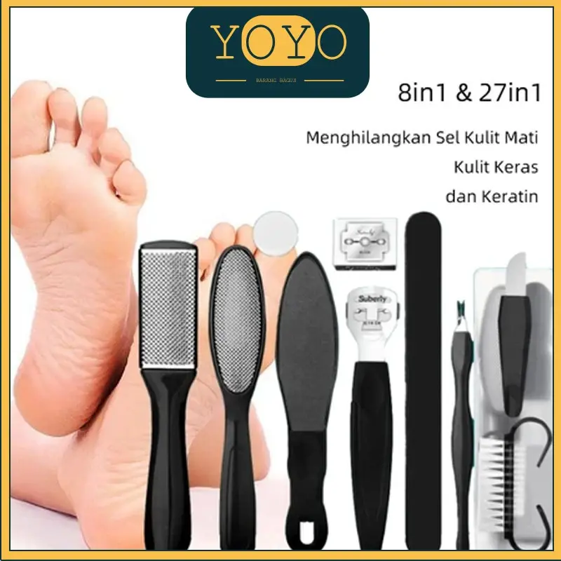 [10Pcs Set] Sikat Kaki Alat Penggosok Tumit Kaki 8 in 1 Penghalus Tumit Kaki Pecah dan Kering Pedicure Foot Care Set