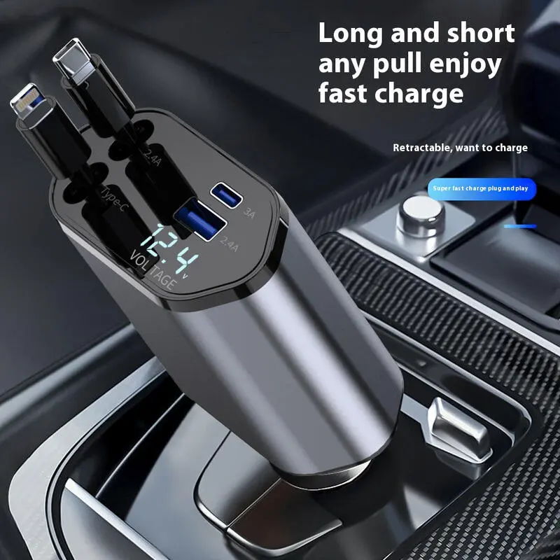 Car mounted charger QC3.0 wireless fast adapter cigarette lighter metal ring for digital display car charging