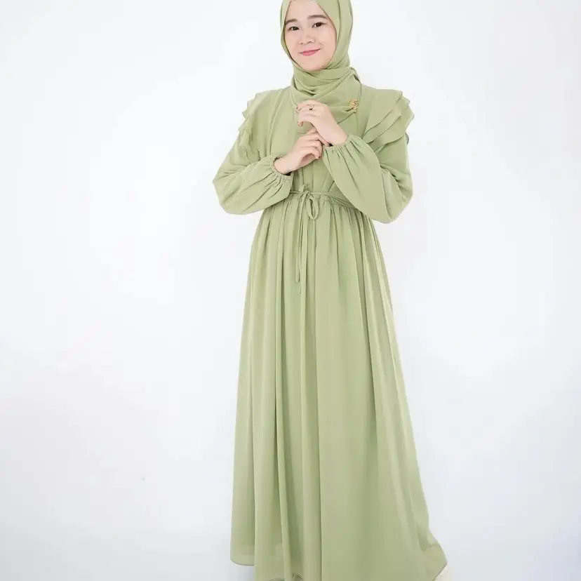 Tasyi dress gamis polos viral kekinian mode terbaru 2024/gamis kupu-kupu ceruty babydoll jumbo M L XL Cantik Karet
