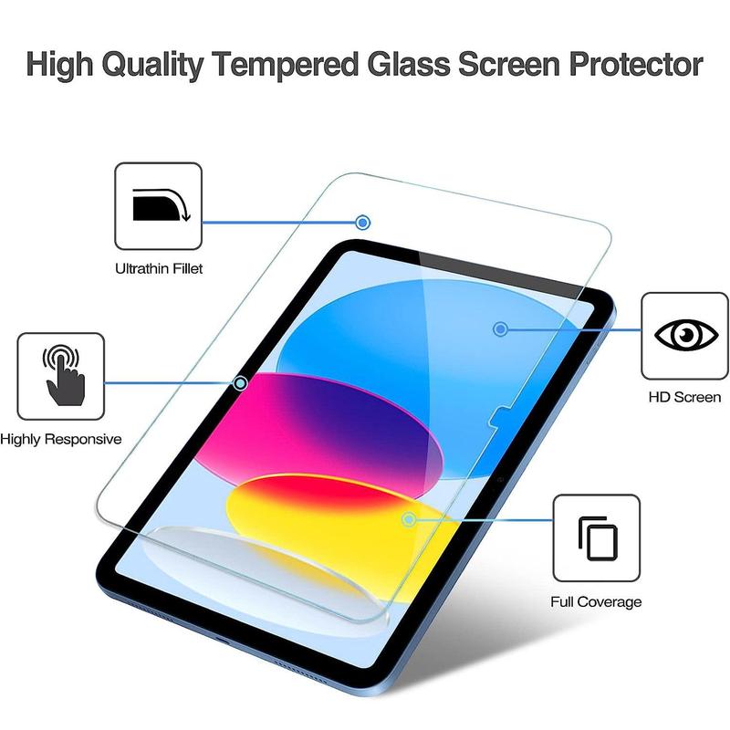 Tempered Glass Screen Protector, 2 Counts Protector For IPad 10.9 10th Generation 2022 Screen Protector A2696/A2757/A2777, Tempered Glass Film Guard For IPad 10th Gen 10.9" 2023 2022 5