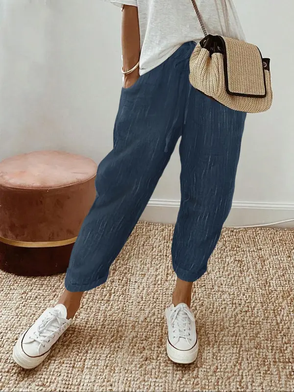 Women's Plain Pocket Drawstring Waist Straight Leg Pants, Casual Comfy Trousers for Everyday Wear, Fashion Ladies Bottoms for All Seasons, Womenswear 4