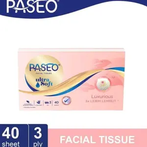 Paseo Ultra soft tisu 100 / 40 sheet 3ply luxurious Tissue Facial lebih lembut sensitve skin