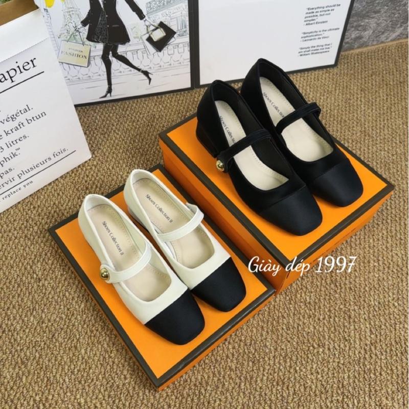 Giày cao gót 3p gót vuông chất tuyết nhung êm chân chất xịn full hộp ( AH03 )