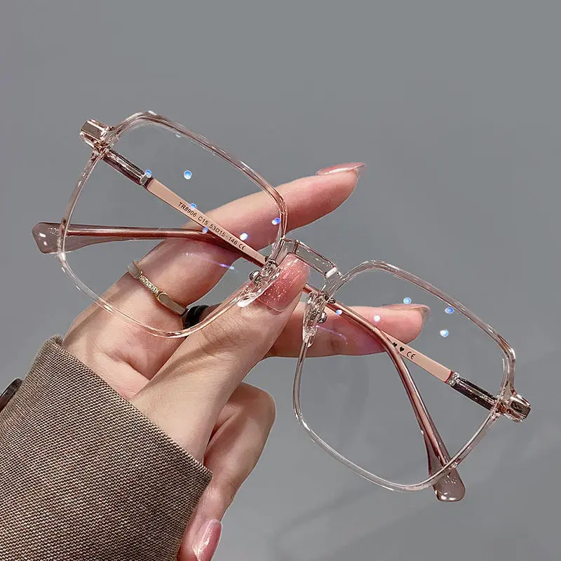 Kính vuông thời trang chống Xanh Biển ánh sáng, gọng kim loại trong suốt siêu nhẹ cho phụ nữ và nam giới, kính bảo vệ mắt máy tính