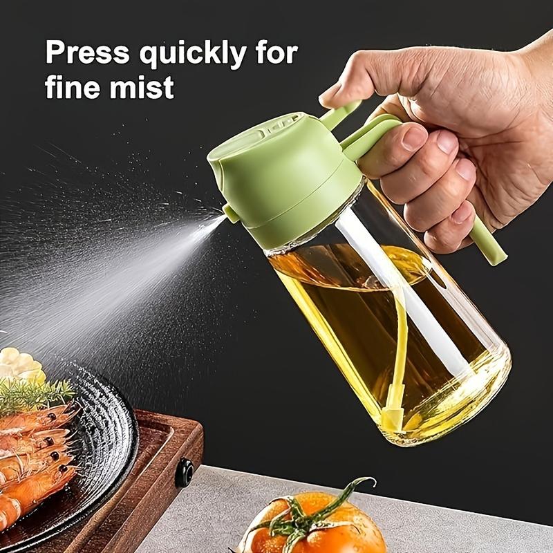 Product Introduction of 1pc Portable Oil Sprayer and Dispenser 2-in-1, Olive Oil Mister and Pourer, 470ML Plastic Kitchen Oil Spray Bottle for Cooking, BBQ, Air Fryer, Baking, Salad Utensils 1