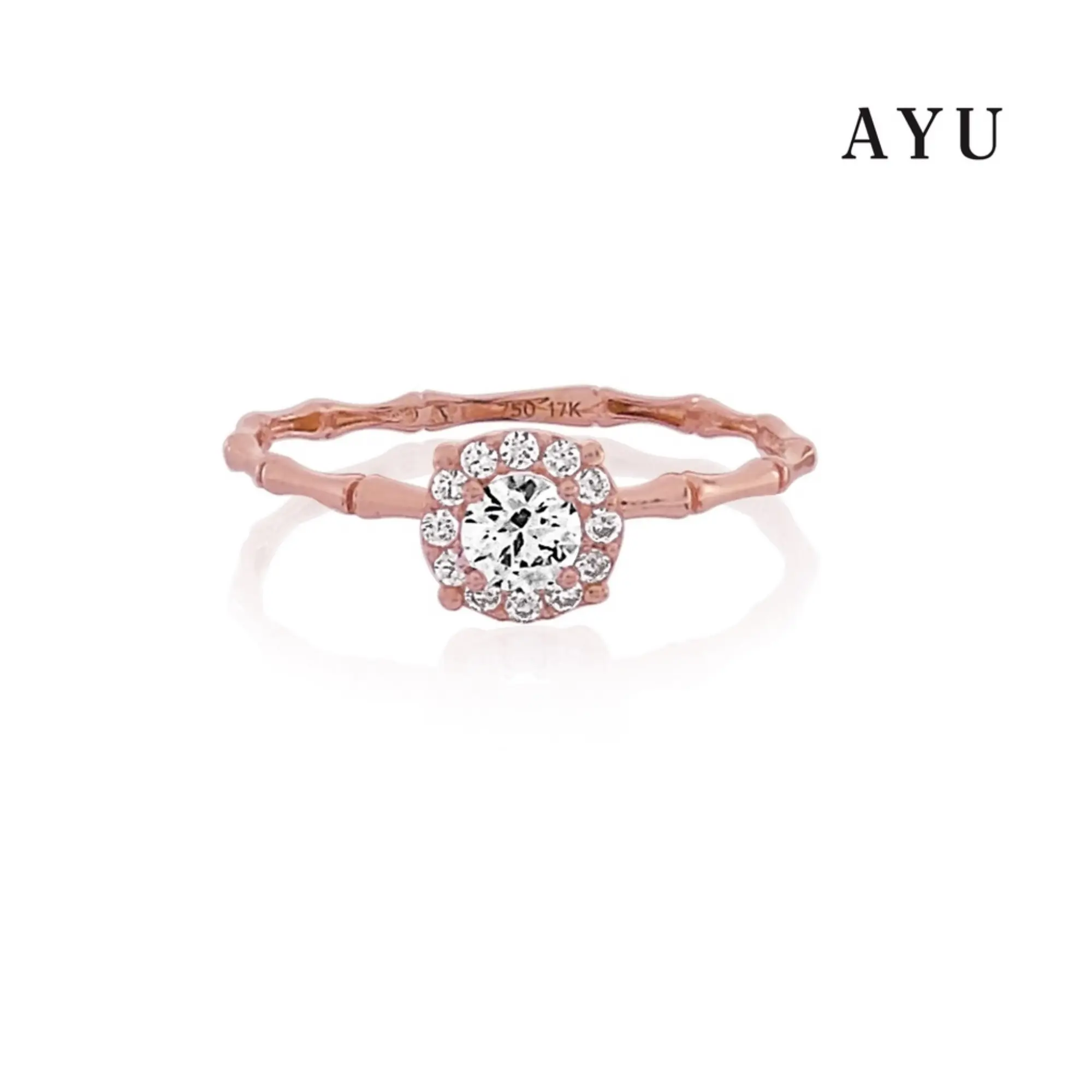 AYU Round Solitaire Bamboo 17K Rose Gold