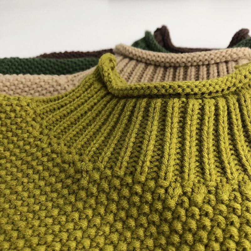 Product Introduction of Winter Kids Sweater Vintage Boys Knitwear Solid Turtleneck Girls Sweaters 3