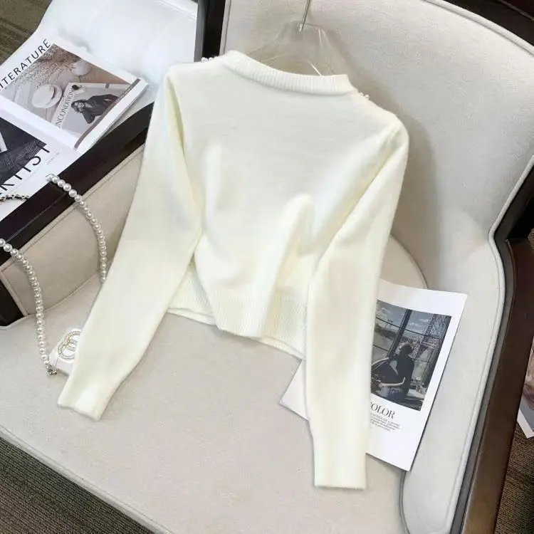 Áo Cardigan Dệt Kim Phong Cách Cổ Điển Ngọt Ngào Dành Cho Nữ, Mùa Thu Và Mùa Đông, Phong Cách Hàn Quốc, Dễ Phối Đồ, Áo Len Mỏng ngắn Tay Dài, Hàng Mới Về Năm 2024 4