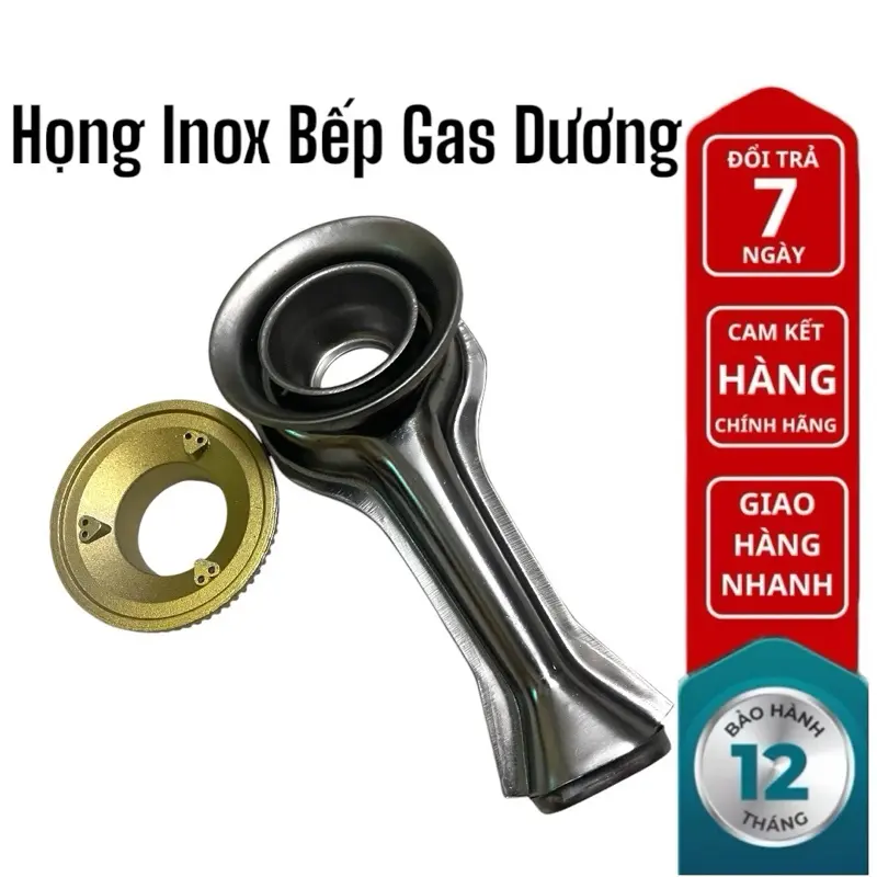 Họng inox bếp gas dương + Đầu Đốt chia lửa bếp gas( Kèm Bass gắn + Vít)