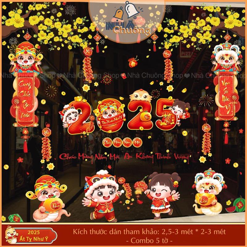Decal Tết 2025, Decal Dán Kính Tết Tĩnh Điện In 2 Mặt Chữ Tiếng Việt Nhiều Mẫu , Nha Chuông Shop Hàng Thiết Kế