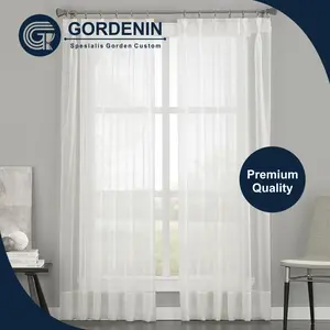 Gorden Vitras Foil Polos Warna Putih Ukuran Lebar 100cm 150cm 200cm | Vitrase Motif Hujan