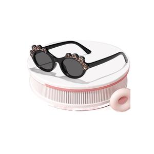 แว่นกันแดดเด็ก กรอบวงรี ดีไซน์การ์ตูนน่ารัก เลื่อมใหม่ ป้องกันรังสียูวี สไตล์สตรีทระดับไฮเอนด์ เหมาะสำหรับทารกและเด็ก