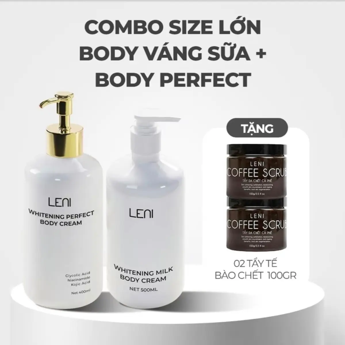 COMBO SIZE LỚN KEM BODY VÁNG SỮA + BODY PERFECT ( tặng 2 tẩy tbc 100gr )