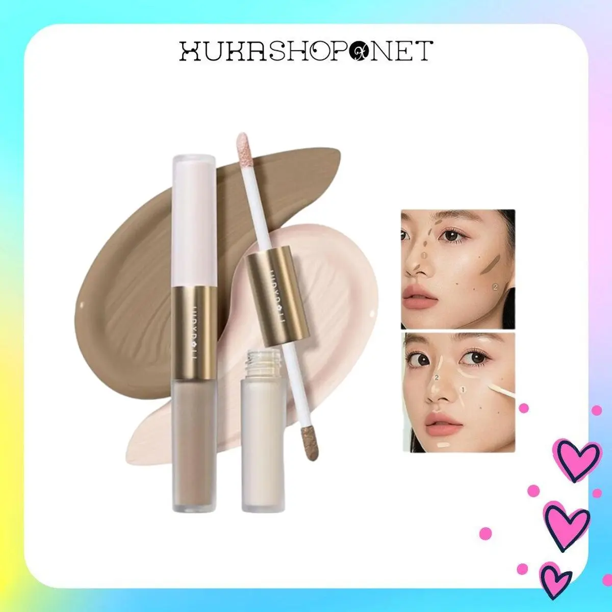 [Judydoll] Kem Bắt Sáng Judydoll Màu 02 Dạng Lỏng Hai Đầu Tạo Khối Trang Điểm Tiện Dụng