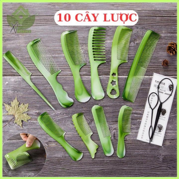 Bộ 10 Lược Chải Tóc Mát Xa Da Đầu Chống Tĩnh Điện Tiện Dụng Nữ Cắt Tóc - Lược Răng Thưa và Lược Răng Nhỏ làm