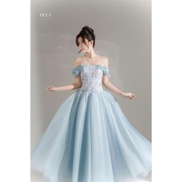 TIELA Đầm váy dài kết hoa-Lilla Dress