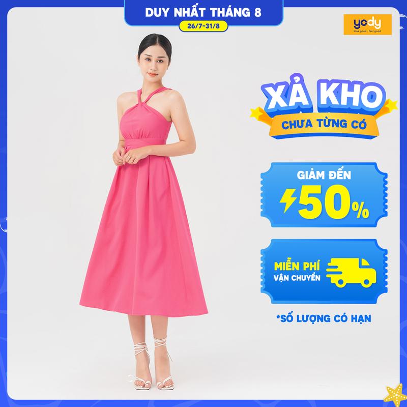 YODY Váy Nữ Dáng Dài Cổ Yếm Thanh Lịch VAN6210