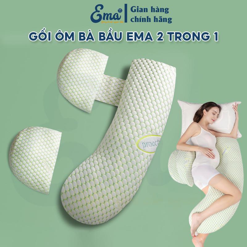 Gối ôm bà bầu EMA thiết kế 2 trong 1 kê lưng, đỡ bụng, gác chân, làm gối ôm