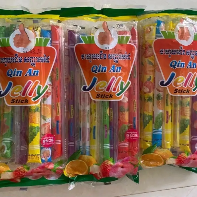 Combo 3 bịch Rau câu trái cây Campuchia QIN AN JELLY stick 1 bịch 13 cây
