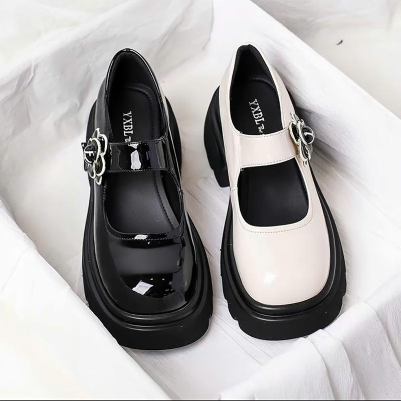 G.D116 (Chân Nhỏ Lùi 1 Size) Giày hoa trà oxford nữ đế cao 6cm siêu nhẹ tôn dáng da bóng quai dán