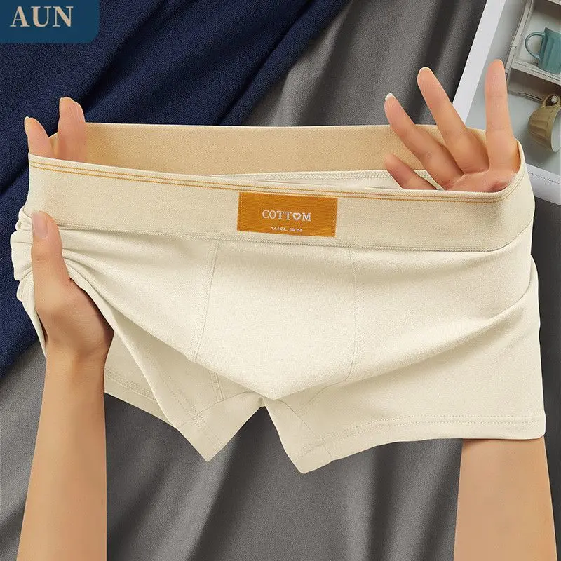 Quần Lót Nam, AUN, Quần Lót Boxer Cotton Nguyên Chất, Dáng Rộng Vừa Vặn, Thiết Kế Góc Phẳng, Chất Liệu Thoáng Khí, Quần Đùi Cao Cấp, Thích Hợp Cho Nam Giới 4