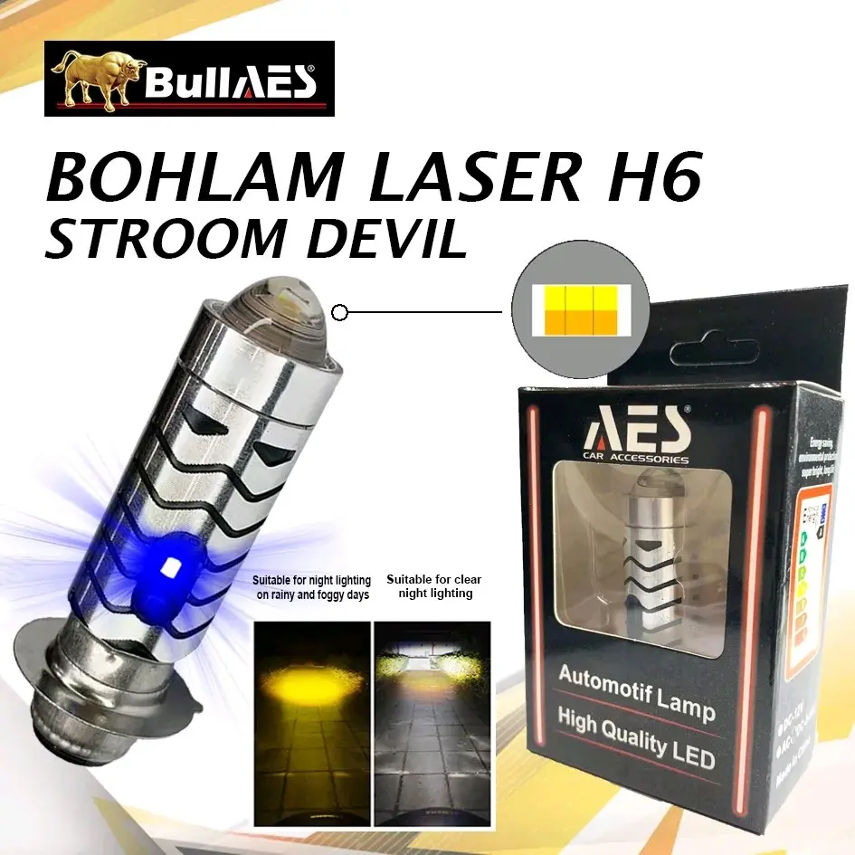 Lampu Led Laser H6 AES Hi Low AC DC Lampu Depan Bebek Matic