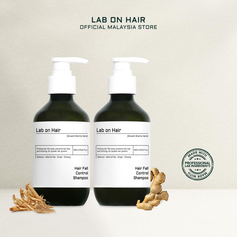 Lab On Hair 2Pcs Bundle Shampoo Hair Loss Control Shampoo Rambut Anti HairFall - for Hair Growth