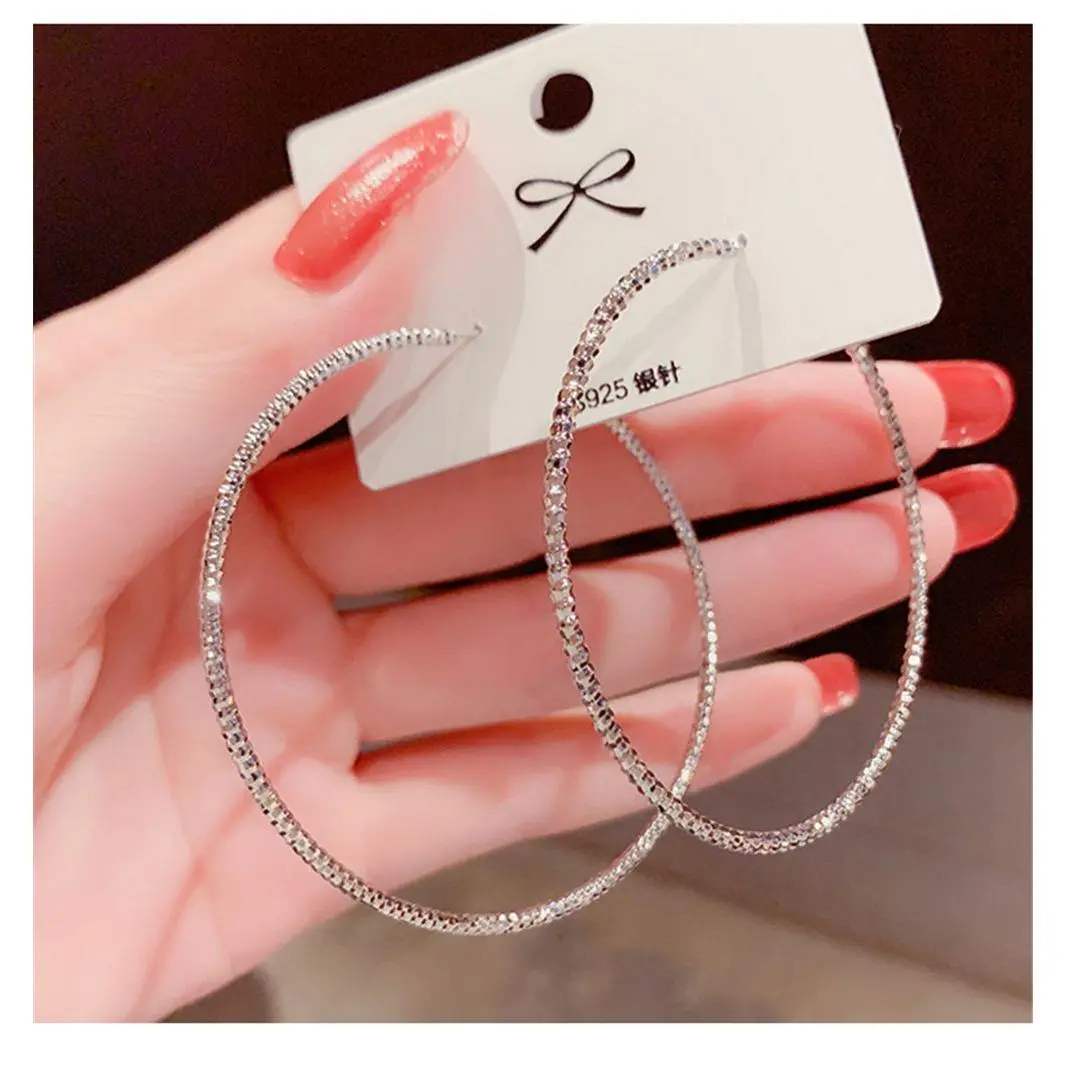 Bông Tai Vòng Tròn, Lớn Và Lộng Lẫy, Thanh Lịch Và Dự Tiệc, Thích Hợp Cho Đám Cưới Và Đính Hôn, Đinh Tán Thả Và Lủng Lẳng, Hình Tròn