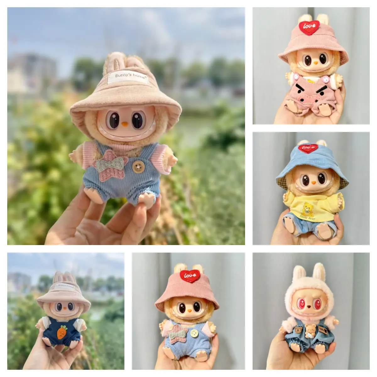 TK 17cm Mini Plush Doll'S Clothes Outfit Accessories For Labubu I II Idol Dolls sit party overalls Clothing Gift