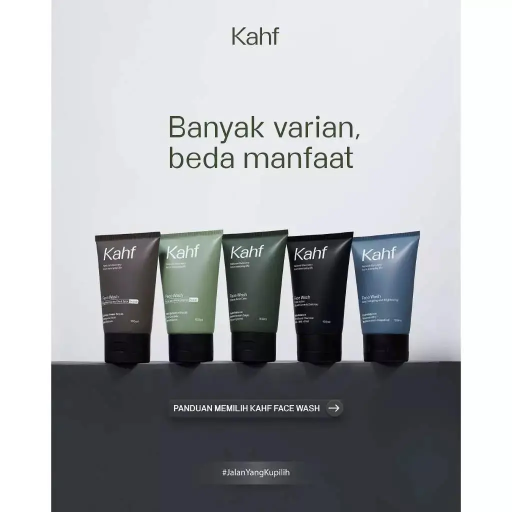 Kahf Face Wash 100 ml 50 ml - Sabun Cuci Muka Wajah Pria - Perawatan Laki - Laki Facial - Antiperspirant Deodorant Roll On 45ml/Clean Fresh/Cooling Power/Extra Dry