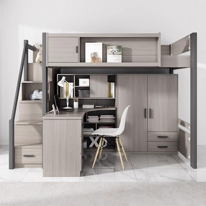 Elevating children's combination bed with desk, wardrobe, three-dimensional storage system, detachable long bed 1