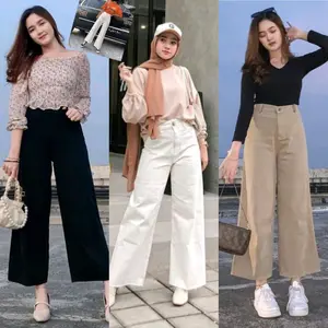 KULOT HIGTWAIST WANITA/KULOT JEANS WANITA CREAM/MOZZA KULOT JEANS