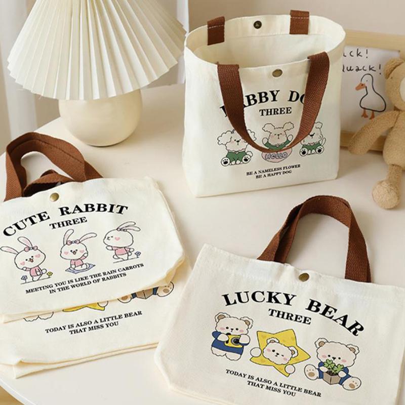 Product Introduction of Túi Xách Vải Bố In Họa Tiết Hoạt Hình, Túi Tote Ăn Trưa Nhân Viên Văn Phòng Mini, Túi Đựng Đồ 10