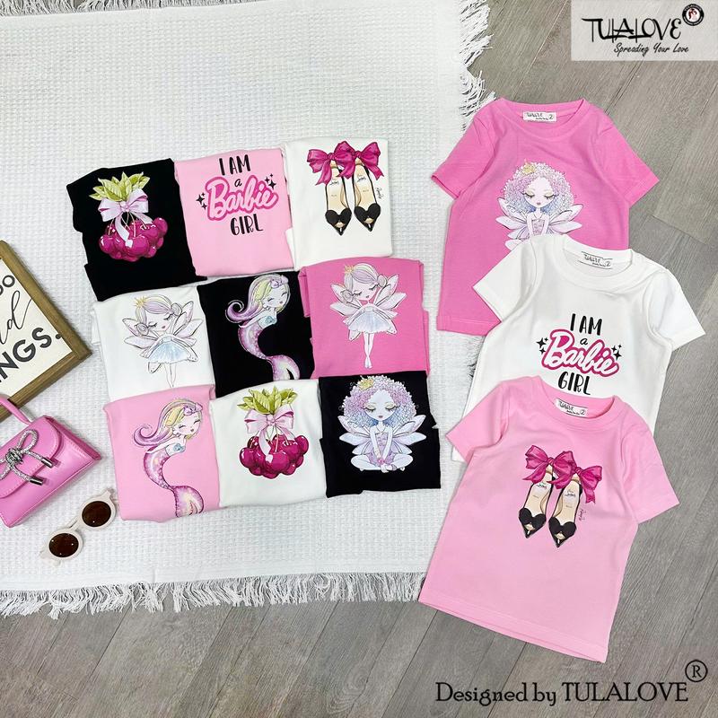 Áo Phông Cộc Tay Bé Gái Hình In Cực Yêu Vải Zip Chất Lượng Cao, Áo Thun Bé Gái Tulalove