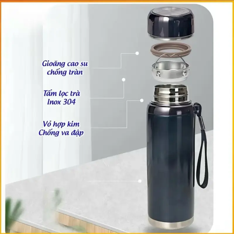Bình giữ nhiệt nóng lạnh inox 1500-1200-1000ml L31 inox 304 cao cấp hàng chuẩn.(Giao hàng màu ngẫu nhiên) có quai treo 1