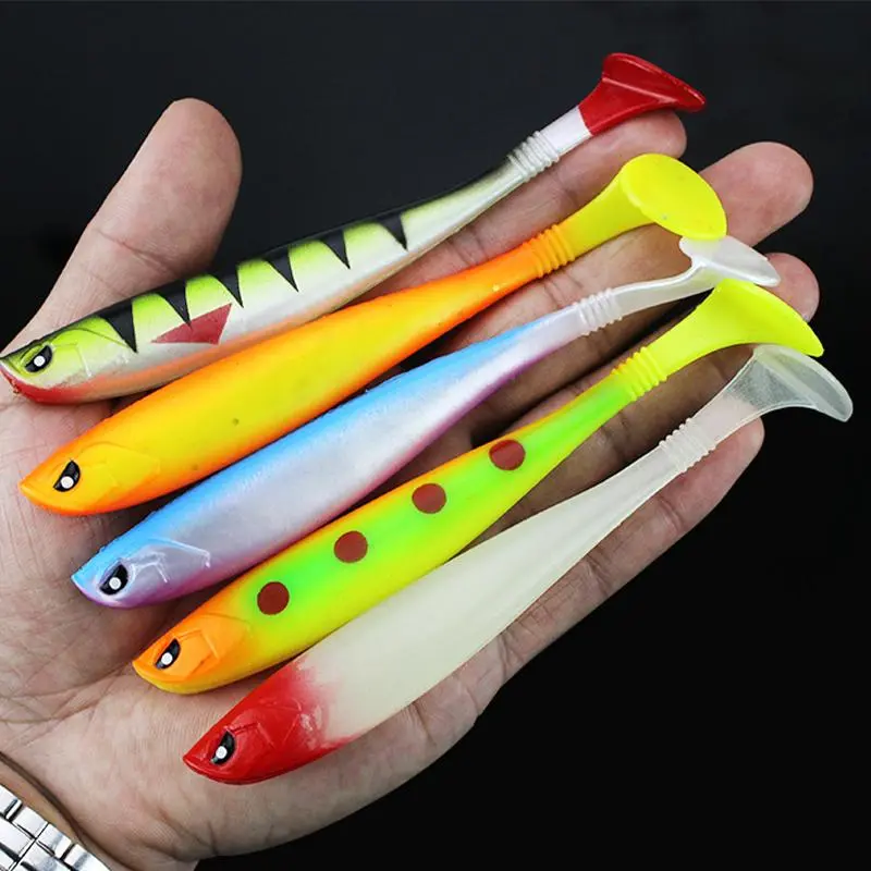 Special-shaped Eye T-tail Fishing Lure, 5 Counts/set Colorful Simulation Fishing Bait for Fishing Lovers, Soft Fishing Accessories for Outdoor Fishing 4