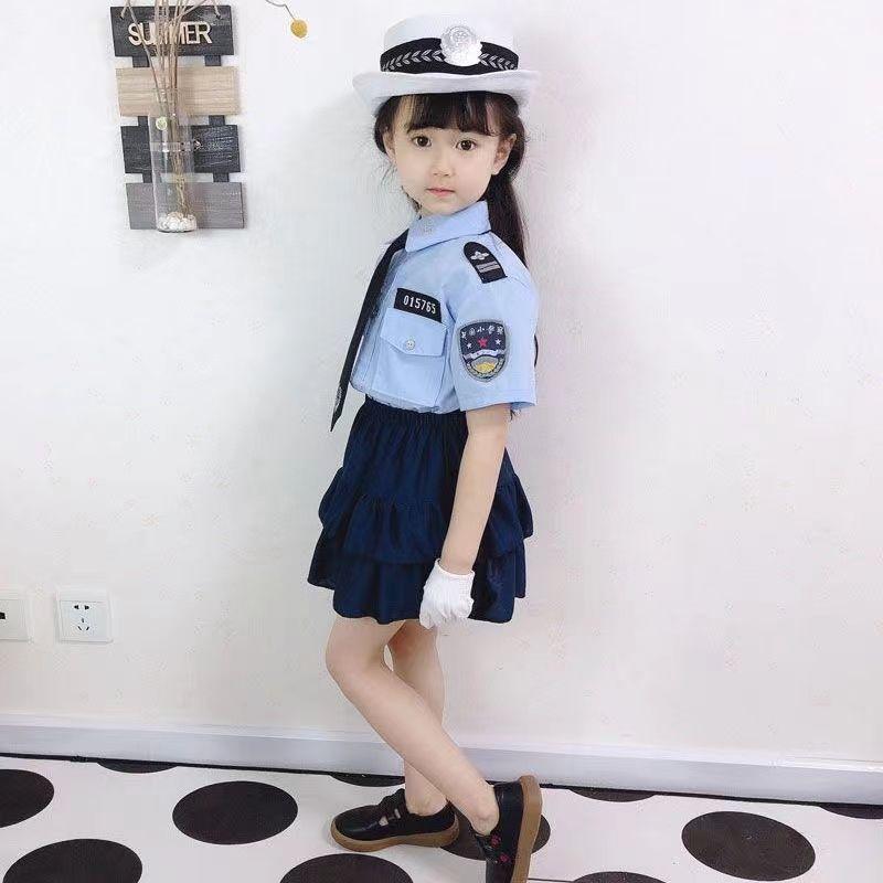 Product Introduction of Children's Police Officer Uniform Traffic Police Short Sleeve Kindergarten Girls' Role Play Costume Performance Outfit 7