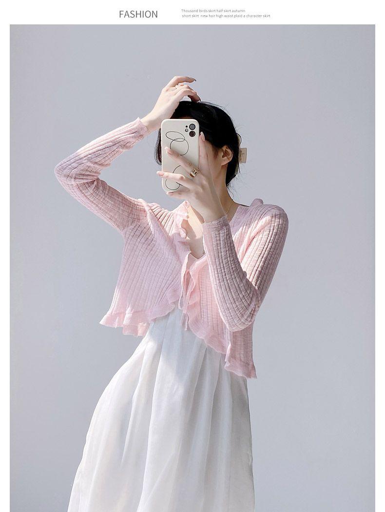 Product Introduction of Áo Cardigan Dệt Kim, Chống Nắng, Áo Cánh Che Kín Ngoài Mỏng Cho Nữ, Khăn Choàng Mùa Hè, Áo Khoác Vai Nhỏ Bằng Lụa Lạnh 10