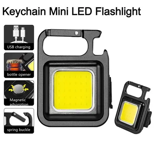 Lampu Mini COB LED Terang Carabiner Gantungan Kunci Tas Senter Camping 4