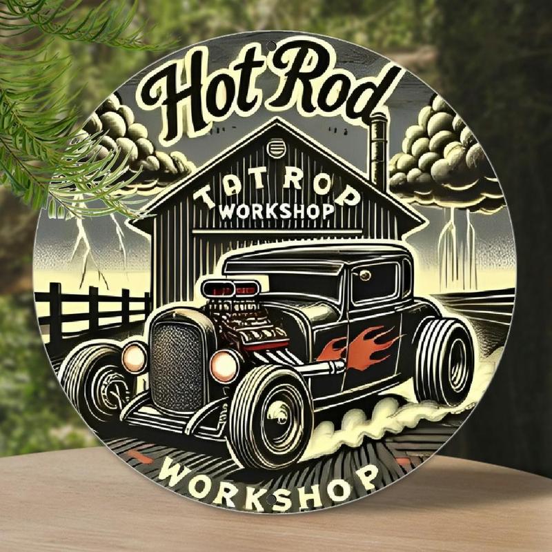 Vintage Hot Rod 8x 8inch Round Aluminum Sign - Retro Metal Wall Art ...